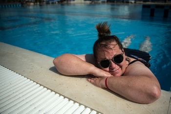 Am Jacuzzi-Pool im Dana Beach