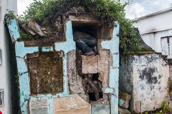 Auf dem Friedhof von Chichicastenango. Ein schlafender Landstreicher.