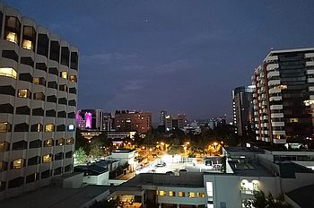 Blick vom Balkon des Zimmers 603 im Barcelo Hotel in Guatemala City.