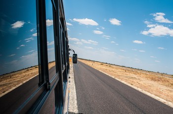 Auf dem Weg nach Norden. Ziel ist der Etosha Nationalpark.